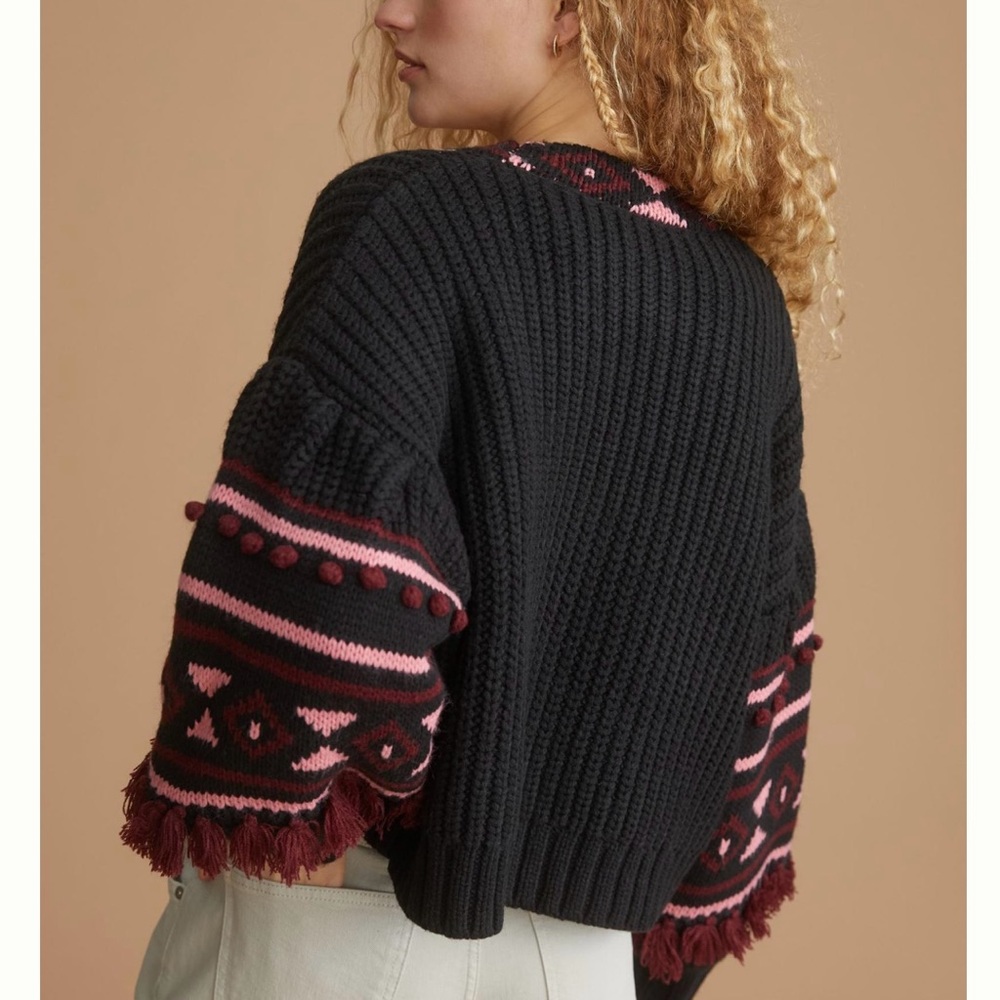 Sachin + Babi Landon Knit - Black Burgundy Peony Cardigan